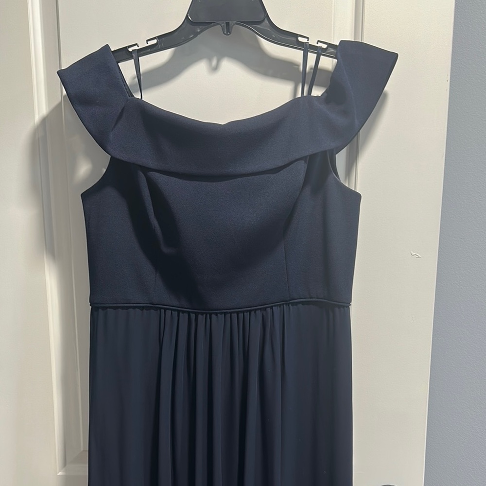 Adrianna Papell Blue Pleated Maxi Dress for Wedding Guest